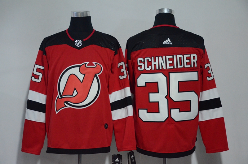Men New Jersey Devils #35 Schneider Red Hockey Stitched Adidas NHL Jerseys